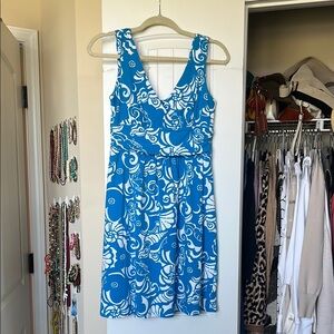 Lilly Pulitzer Blue and White Floral Women's Dress